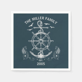 テーマ航海のデザインと海風景 スタンダードカクテルナプキン