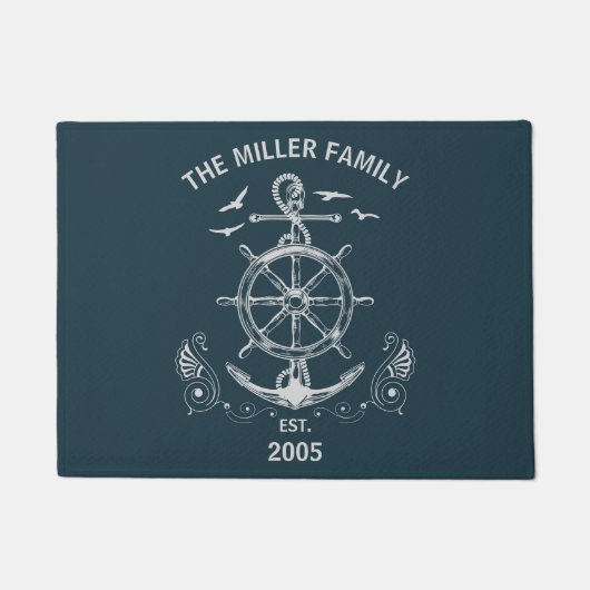 テーマ航海のデザインと海風景 ドアマット (正面)