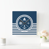 テーマ航海のデザイン スクエア壁時計 (ホーム)