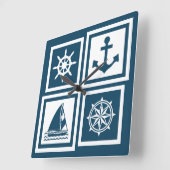 テーマ航海のデザイン スクエア壁時計 (傾斜)