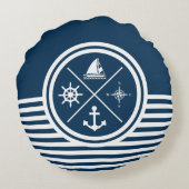 テーマ航海のデザイン ラウンドクッション (裏面)