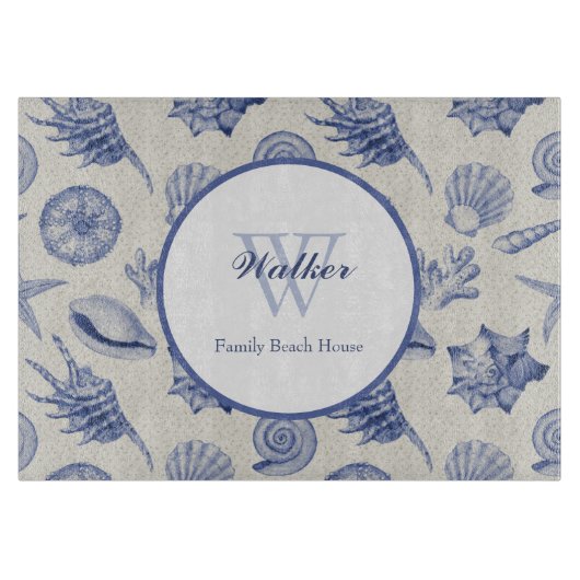 テーマ航海のブルーシーシェルカスタム切削ボード カッティングボード (正面)