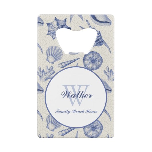 テーマ航海のブルーシーシェルカスタム クレジットカード栓抜き (正面)