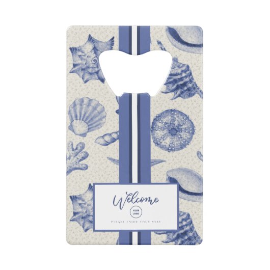 テーマ航海のブルーシーシェルカスタム クレジットカード栓抜き (正面)