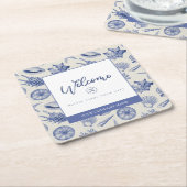 テーマ航海のブルーシーシェルスクエア紙コースター スクエアペーパーコースター (アングル)