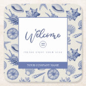 テーマ航海のブルーシーシェルスクエア紙コースター スクエアペーパーコースター (正面)