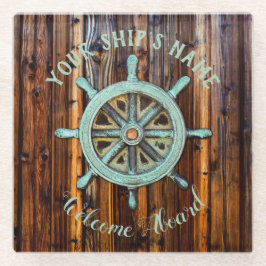 テーマ航海のブロンズのキャプテンホイール ガラスコースター