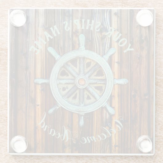 テーマ航海のブロンズのキャプテンホイール ガラスコースター (裏面)