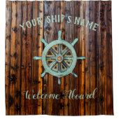 テーマ航海のブロンズのキャプテンホイール シャワーカーテン (正面)