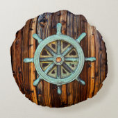 テーマ航海のブロンズのキャプテンホイール ラウンドクッション (裏面)