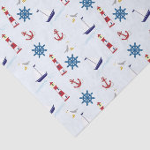 テーマ航海のボート、いかり、ライトハウスブルー 薄葉紙 (詳細)