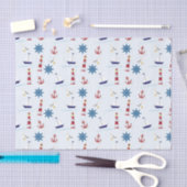 テーマ航海のボート、いかり、ライトハウスブルー 薄葉紙 (クラフト)