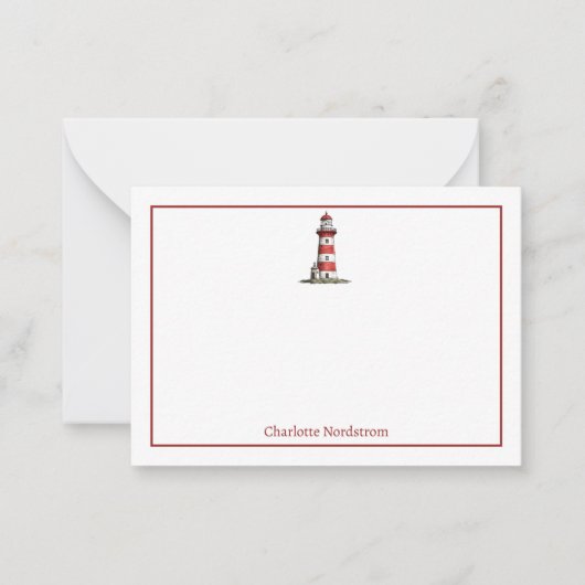 テーマ航海のライトハウス名パーソナライズされた ノートカード (正面)
