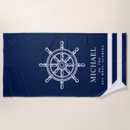 テーマ航海の付き船舶用車輪 ビーチタオル