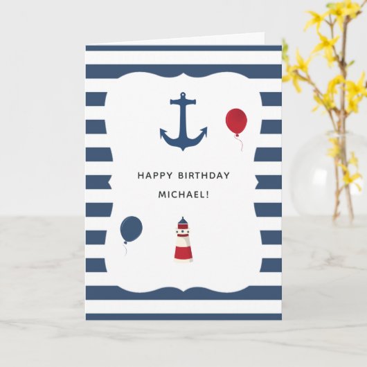 テーマ航海の別の誕生日パーティーの挨拶 カード (黄色い花)