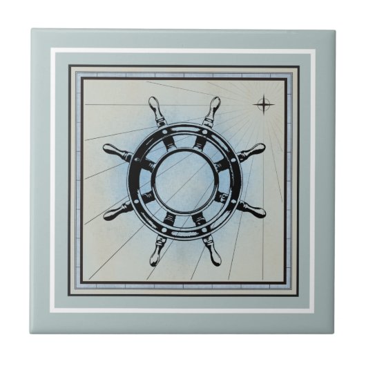 テーマ航海の青セラミックタイル タイル (正面)