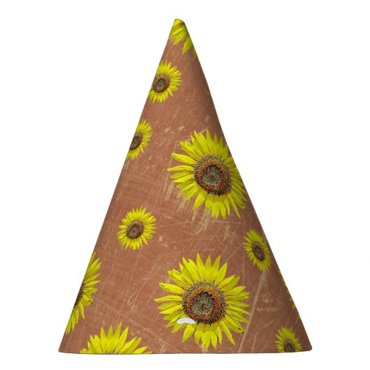 テーマ誕生会の帽子のブラウンの黄色いヒマワリ パーティーハット (右)