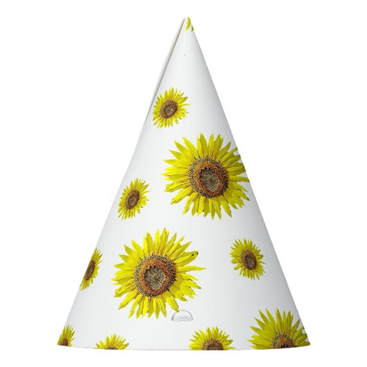 テーマ誕生会の帽子の白く黄色いヒマワリ パーティーハット (左)