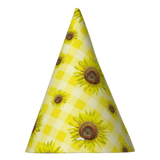 テーマ誕生会の帽子の黄色のギンガムのヒマワリ パーティーハット (右)