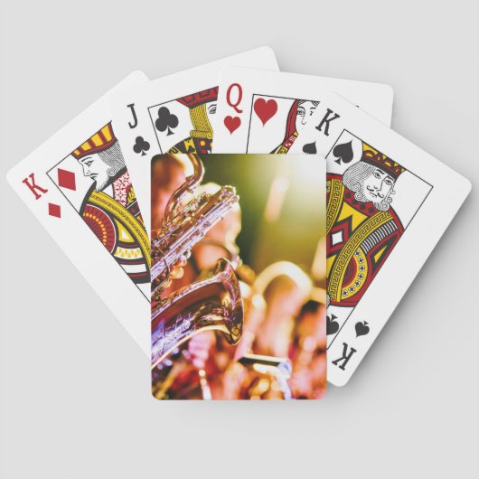 テーマ音楽Baを持つ光沢がある真鍮のサクソフォーンプレーヤー トランプ (裏面)