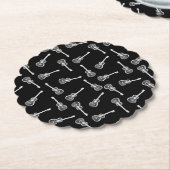 テーマ黒く及び白いアコースティックギターのデザイン音楽 ペーパーコースター (アングル)