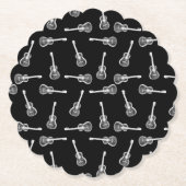 テーマ黒く及び白いアコースティックギターのデザイン音楽 ペーパーコースター (正面)