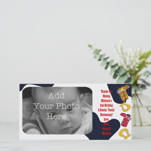 テーマHootenannyのホーダウンのカウボーイは感謝していしています- サンキューカード (スタンド正面)