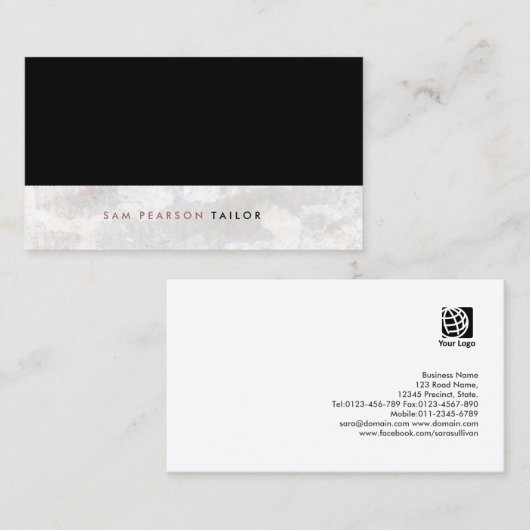 テーラシンプルーエレガントブラックトップグランジ 名刺 (正面/裏面)