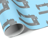 テーラーの裁縫マシンパタエレガントーングレーブルー ラッピングペーパー (ロールコーナー)