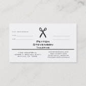 テーラーまたは服飾メーカー 予約カード (裏面)