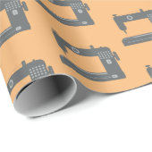 テーラーズ裁縫マシンエレガントパターングレーピーチ ラッピングペーパー (ロールコーナー)