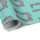 テーラーズ裁縫マシンパタエレガントーングレーティール（緑がかった色） ラッピングペーパー (ロールコーナー)