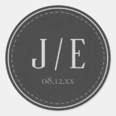 テーラードブラック結婚&ホワイトイニシャルID1090 ラウンドシール (正面)