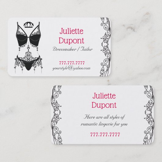 テーラードレススタイリッシュメーカーランジェリーサロン 名刺 (正面/裏面)