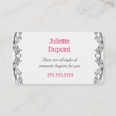 テーラードレススタイリッシュメーカーランジェリーサロン 名刺 (裏面)