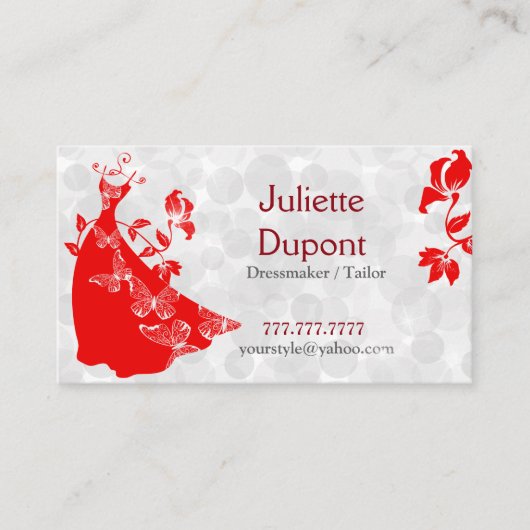 テーラードレスタイリッシュスメーカーテーラーサロンレッド 名刺 (正面)