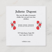 テーラードレスタイリッシュスメーカーブラック スクエア名刺 (裏面)