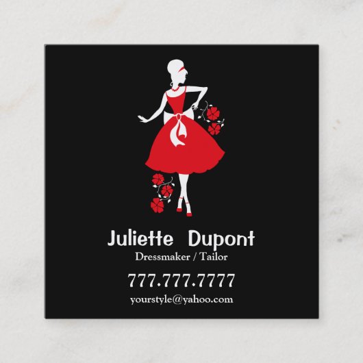 テーラードレスタイリッシュスメーカーブラック スクエア名刺 (正面)