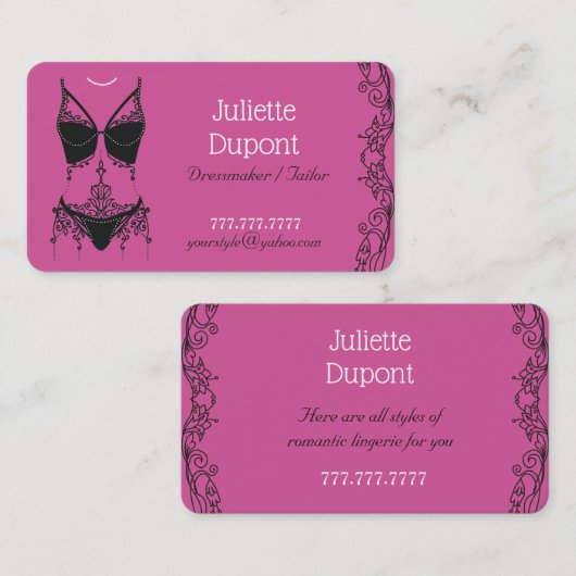 テーラードレスタイリッシュスメーカーランジェリーサロン 名刺 (正面/裏面)