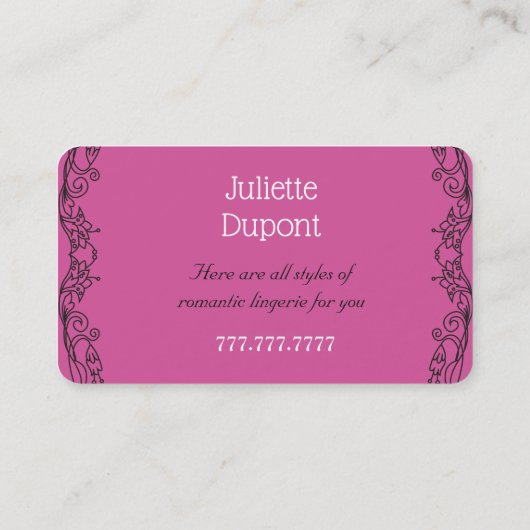 テーラードレスタイリッシュスメーカーランジェリーサロン 名刺 (裏面)