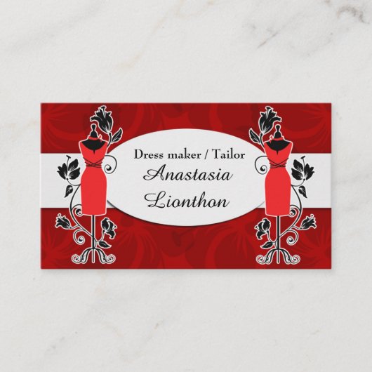 テーラードレスタイリッシュスメーカーレッド 名刺 (正面)