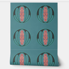 テールとピンクのアールヌーボータイル 壁紙