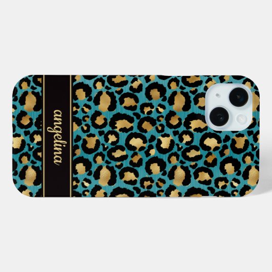 テールにゴールドの箔押しされたヒョウ柄のモノグラム Case-Mate iPhoneケース (裏面 (横))