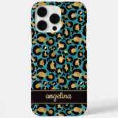 テールにゴールドの箔押しをしたヒョウ柄のプリントが施された、オーダーメイドのiPhone 16 Pr Case-Mate iPhoneケース (裏面)