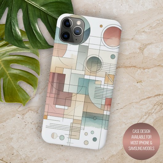 テールグレー+ブルーベージュ+ラスト+レッド抽象アートパターン Case-Mate iPhoneケース