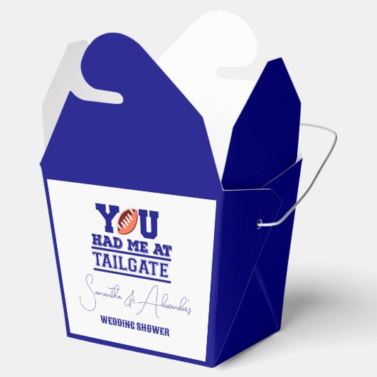 テールゲートでお祝いしよう ブルー ブライダル カップル シャワー フェイバーボックス (オープン)
