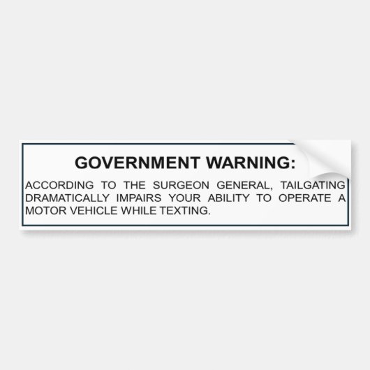 テールゲートとメールや文字を打つ警告のバンパーステッカー バンパーステッカー (正面)