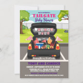 テールゲートサッカーベビーシャワーカップルシャワー 招待状 (正面)