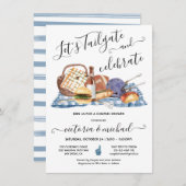 テールゲートフットボールゲームBBQビアカップルシャワー 招待状 (正面/裏面)