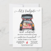 テールゲート カー サッカー ゲーム BBQ ビール カップル シャワー 招待状 (正面)